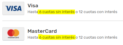 Cuotas sin interés en Asistencia al viajero