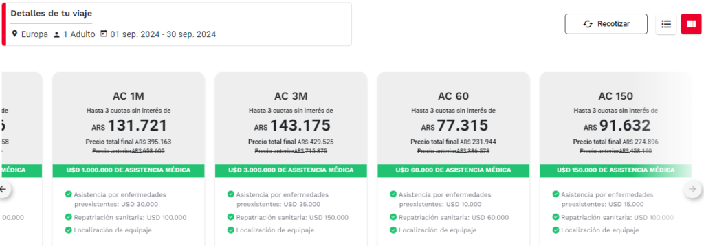 cotizacion de asistencia al viajero para europa