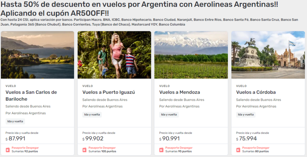 cupon de descuento para vuelos por argentina