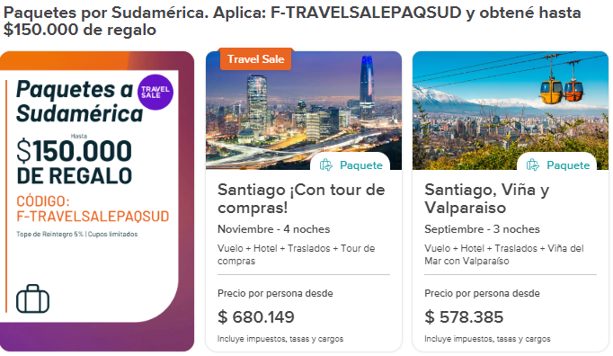 cupon de descuento para paquetes turisticos