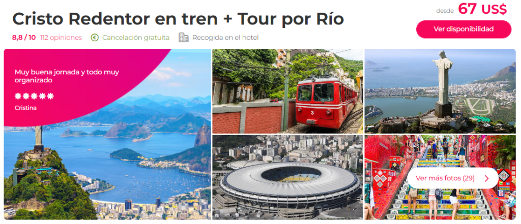 Visita al Cristo Redentor en tren + Tour por Río en español a partir de U$D 67 ð