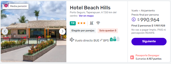 Paquetes a Porto Seguro en Hoteles con Media Pensión 