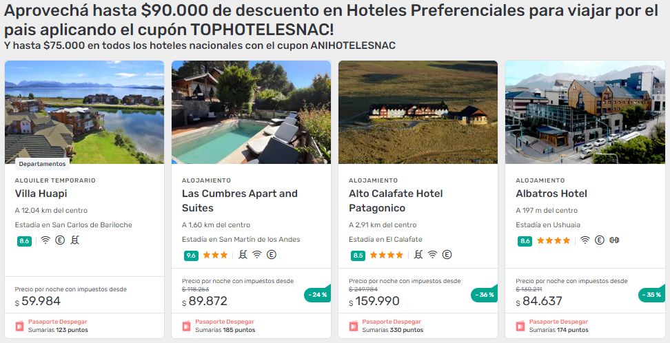 Hasta AR$ 90.000 de descuento en Hoteles por Argentina con el código TOPHOTELESNAC