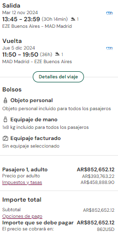 Vuelos Baratos a Madrid a partir de U$D ‪862 desde Buenos Aires