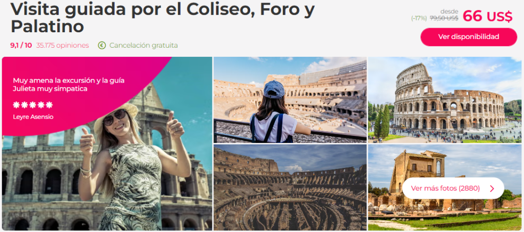 Visita guiada por el Coliseo, Foro Romano y Palatino a partir de U$D 66