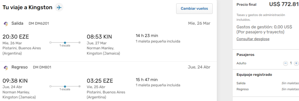 vuelos a Kingston, Jamaica a partir de U$D 773 desde Buenos Aires