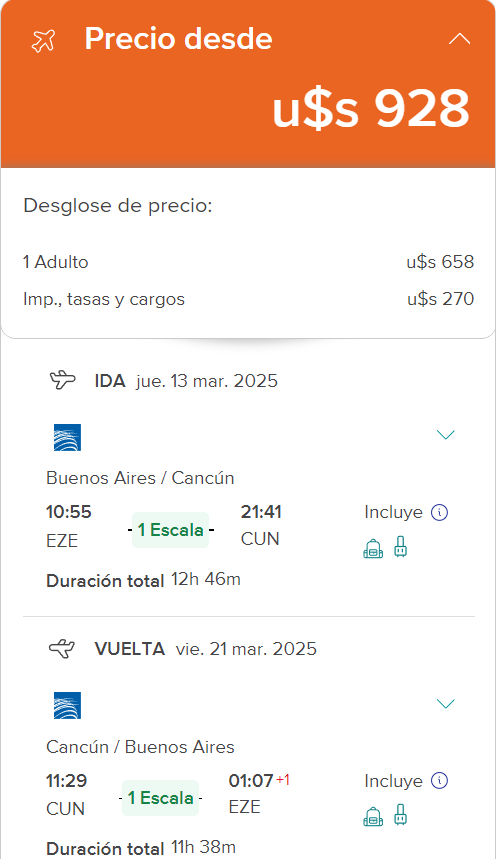 precio vuelo a cancun desde buenos aires