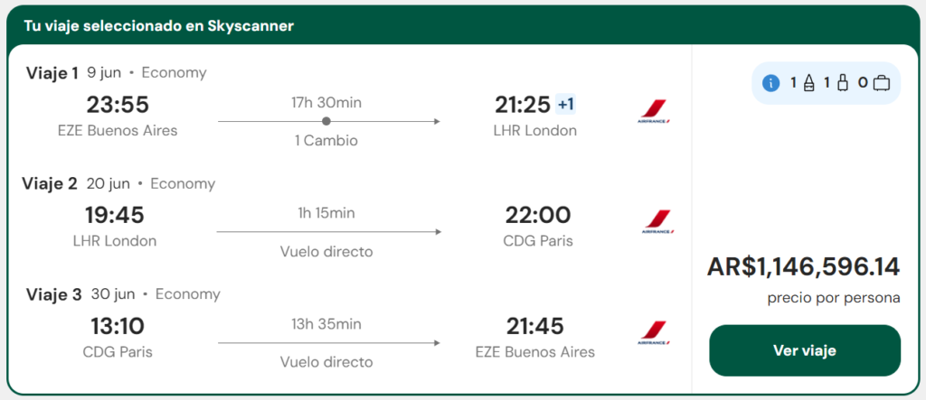 Londres + París a partir de U$D 1.177 desde Buenos Aires