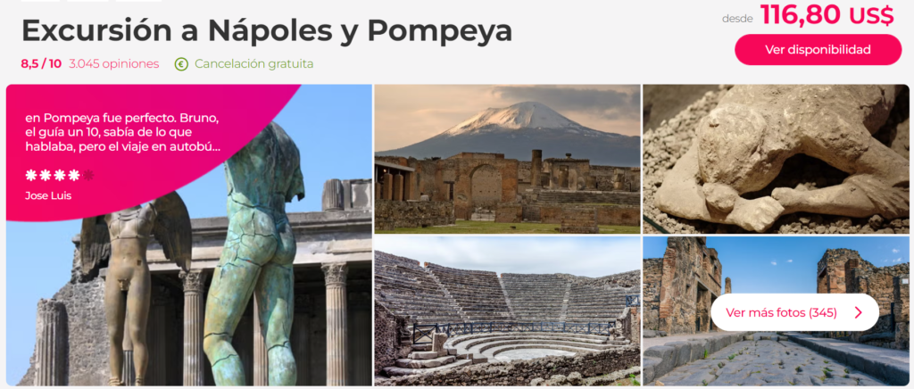 Excursión a Nápoles y Pompeya desde Roma con guía en español a partir de U$D 119 ð