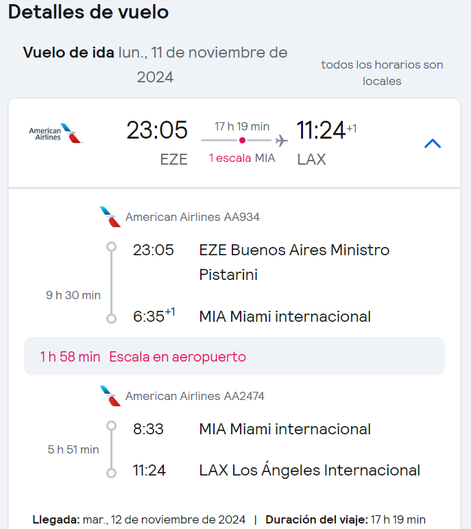 detalles del vuelo