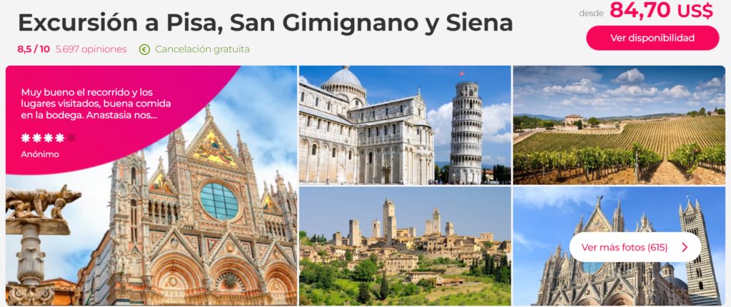 Excursión a Pisa, San Gimignano y Siena a partir de U$D 87