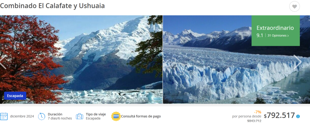 Viaje completo a El Calafate + Ushuaia ð️ de 6 noches con aéreos, alojamiento, traslados y asistencia a partir de AR$ 792.517 desde Bs. As.