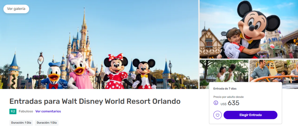 Tickets para los parques Walt Disney World Resort Orlando