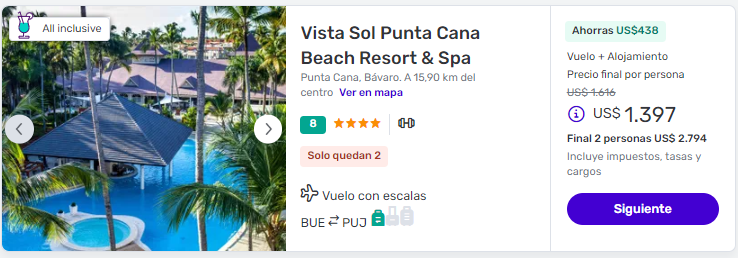 Muy buenos paquetes a Punta Cana All Inclusive desde Buenos Aires