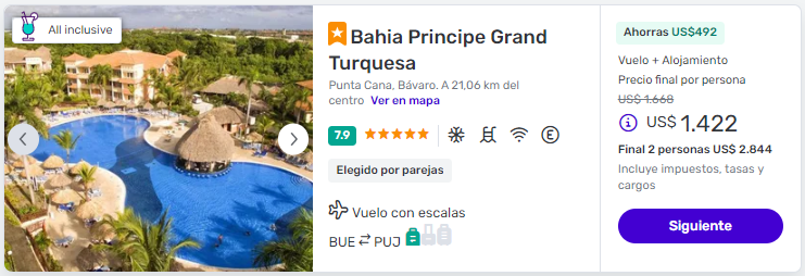 Muy buenos paquetes a Punta Cana All Inclusive desde Buenos Aires