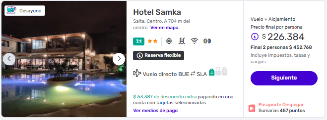 ¡BBB del día! Paquetes a Salta a partir de AR$ 194.692 desde Buenos Aires ð¦