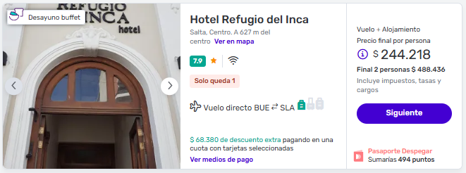 ¡BBB del día! Paquetes a Salta a partir de AR$ 194.692 desde Buenos Aires ð¦