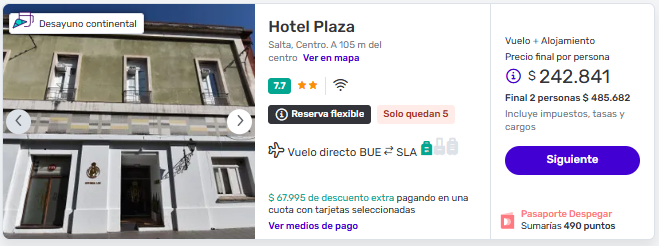 ¡BBB del día! Paquetes a Salta a partir de AR$ 194.692 desde Buenos Aires ð¦