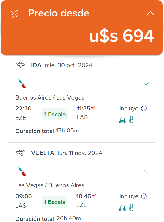 vuelo a las vegas desde buenos aires