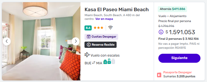 ¡3 Cuotas Sin Interés + Cyber Monday! ð Paquete a Miami con Hotel en South Beach a partir de U$D 1.108 desde Buenos Aires