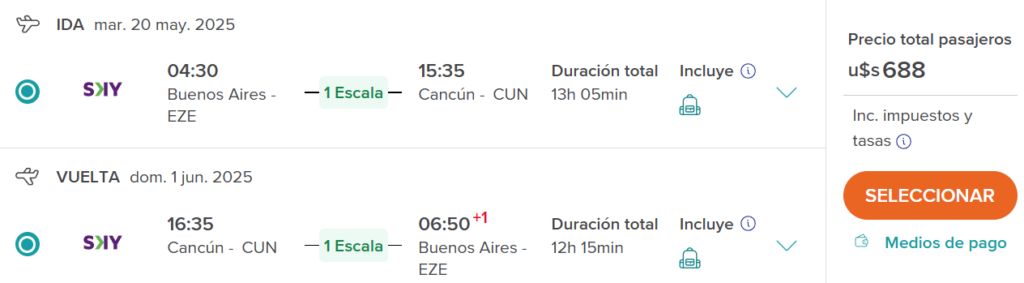 Vuelos baratos a Cancún desde Buenos Aires