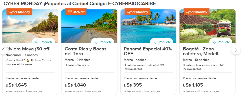 Cyber Monday Paquete a Panamá Costa Rica desde Buenos Aires con el código CYBERPAQCARIBE