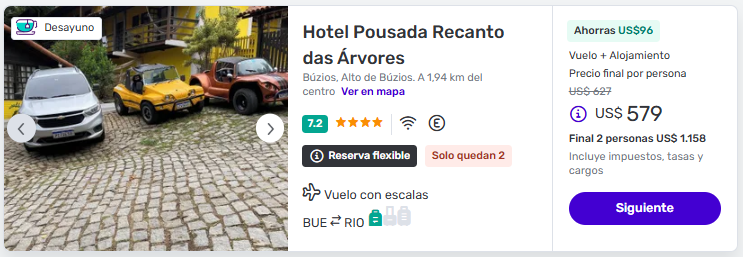 Viaje Completo a Búzios en Hotel desde Buenos Aires