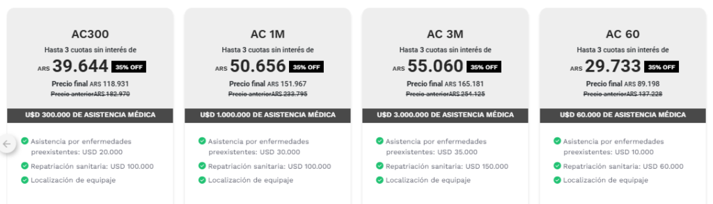 Cuotas Sin Interés en Asistencia al viajero para cualquier destino