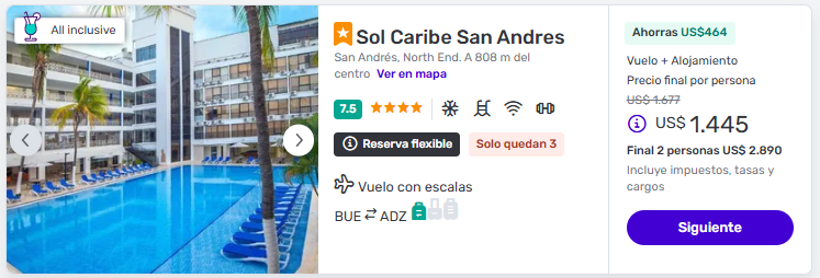 Paquetes de Una Semana en Marzo a San Andrés en Hoteles All Inclusive desde Buenos Aires