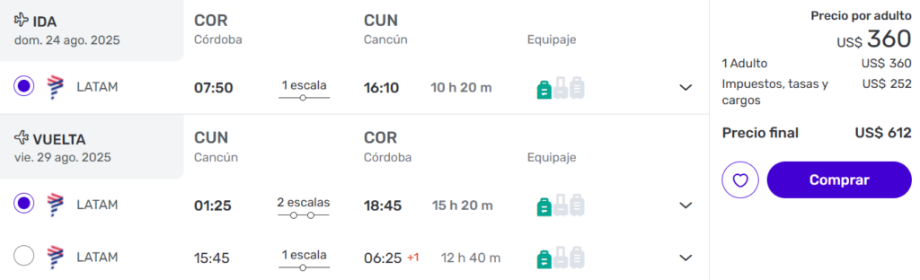 Vuelos baratos a Cancún desde Córdoba