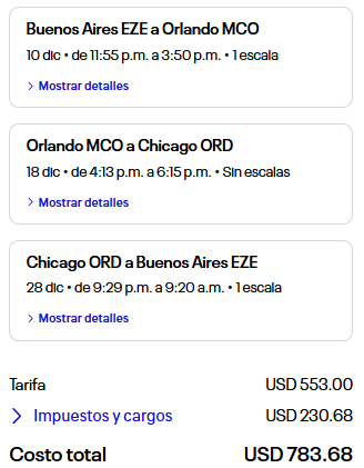 vuelos a Orlando y Chicago desde buenos aires