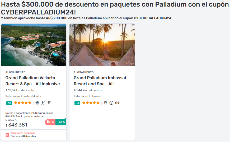 Cyber Monday descuento en Paquetes a Imbassai Puerto Vallarta y Cancún