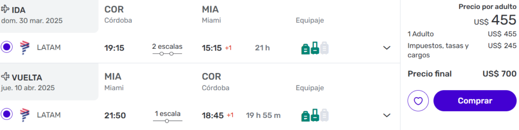 Vuelos baratos a Miami desde Córdoba