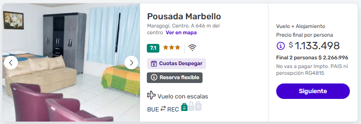 Paquetes a Maragogí en verano (10 noches) desde Aeroparque en Hotel o Departamento Privado