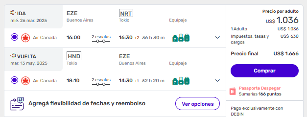 Tokio en época de Sakura con equipaje desde Buenos Aires