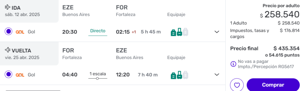 Excelentes tarifas a Fortaleza desde Buenos Aires