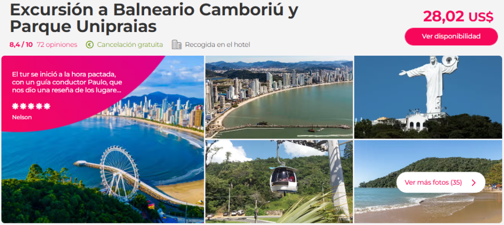 Excursión a Balneario Camboriú y Parque Unipraias desde Florianópolis