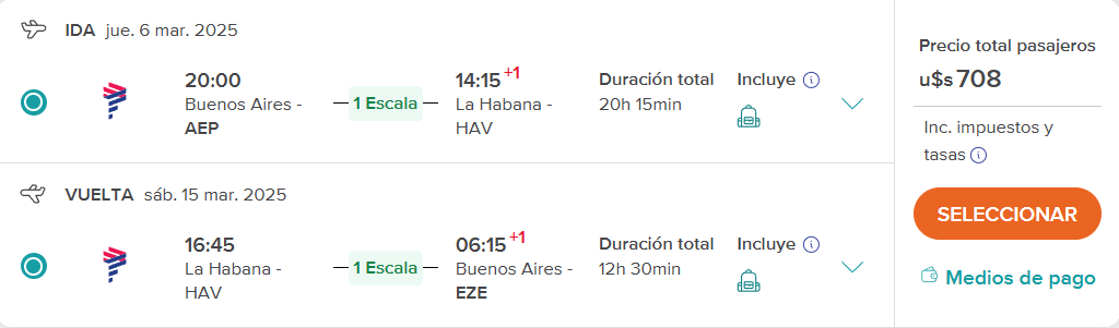 Buenas tarifas a La Habana desde Buenos Aires