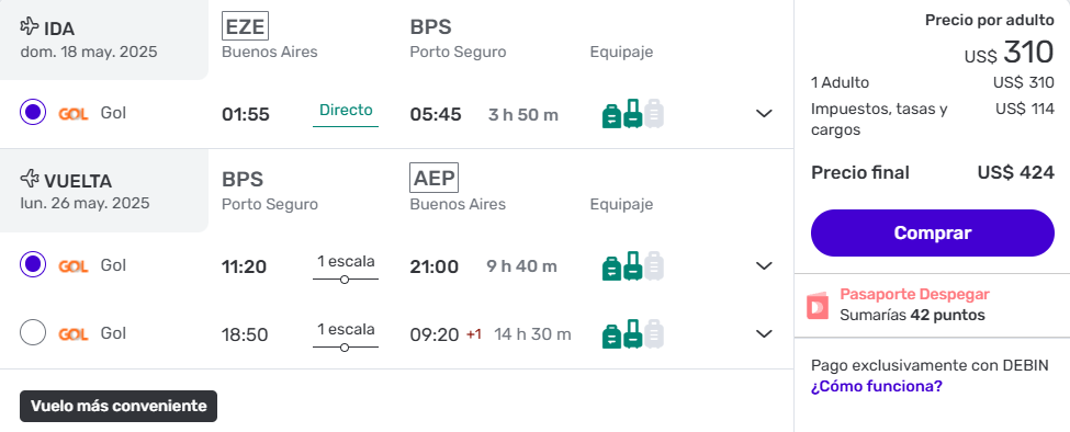 vuelos a Porto Seguro