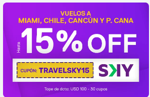 Travel Sale descuento en vuelos a Miami Chile Cancún Punta Cana