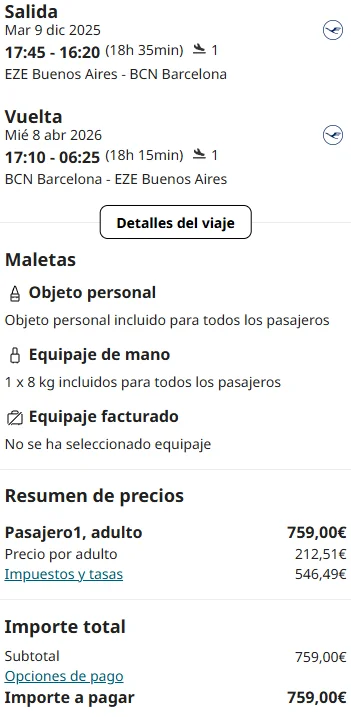 Black Friday Vuelos baratos a Barcelona con Carry On desde Buenos Aires Opciones en primavera