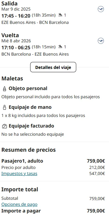 Black Friday Barcelona en Primavera con Carry On desde Buenos Aires