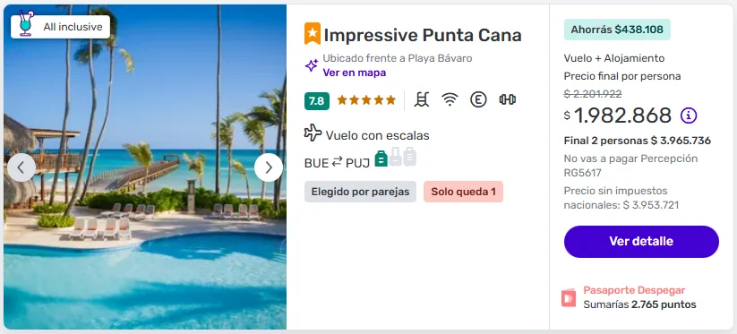 Paquetes All Inclusive a Punta Cana en Hoteles desde Buenos Aires