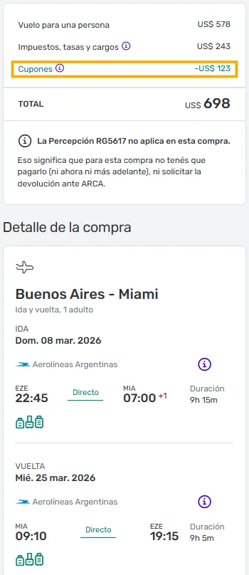 Bajó Miami Vuelos Directos y con Equipaje desde Buenos Aires opciones con Cuotas