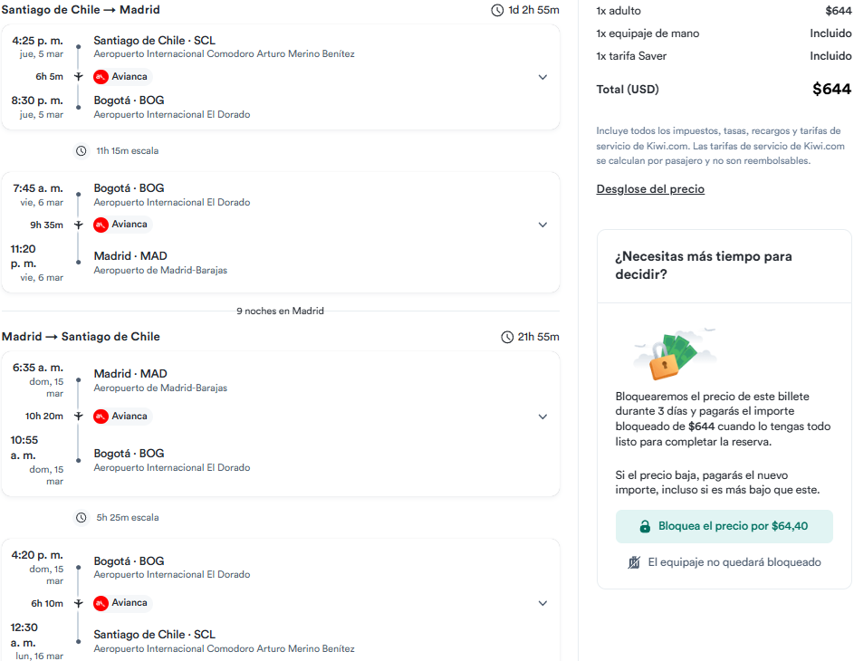 Madrid con Carry On desde Santiago de Chile